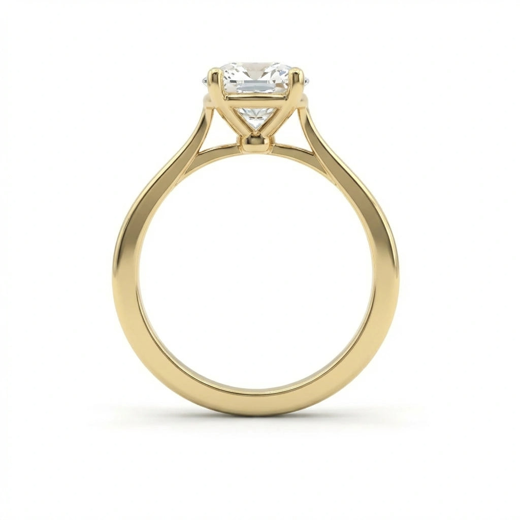 1.5ct classic round diamond solitaire engagement ring in 14K yellow gold - side profile view