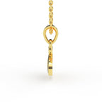 14K gold Coffee Bean Eye Pendant with chain side view - Black Pearl of Queens