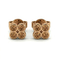 Natural cognac diamond clover stud earrings in 14K brown gold — angled product view on white background
