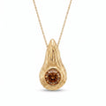 Cognac diamond Ember pendant in 14K yellow gold, hand-carved flame bezel