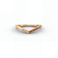 Cognac diamond wishbone ring in 14K yellow gold, front view — Brownstone Collection, Black Pearl of Queens