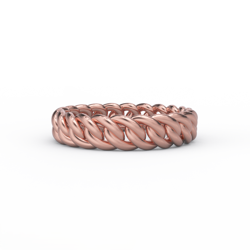 cuban link gold ring in 14k rose gold front view
