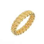 cuban link gold ring in 14k yellow gold angled view
