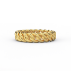 cuban link gold ring in 14k yellow gold front view
