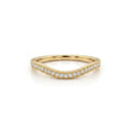 Curved diamond wedding band in 14K rose gold, lab-grown diamond pave contour nesting band