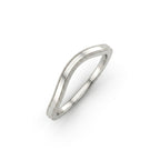 Plain curved wedding band lifestyle views, milgrain contour nesting band worn on the hand