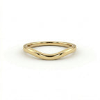 Curved wedding band in 14K yellow gold, plain high-polish contour nesting band
