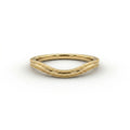 Curved wedding band in 14K yellow gold, plain milgrain contour nesting band