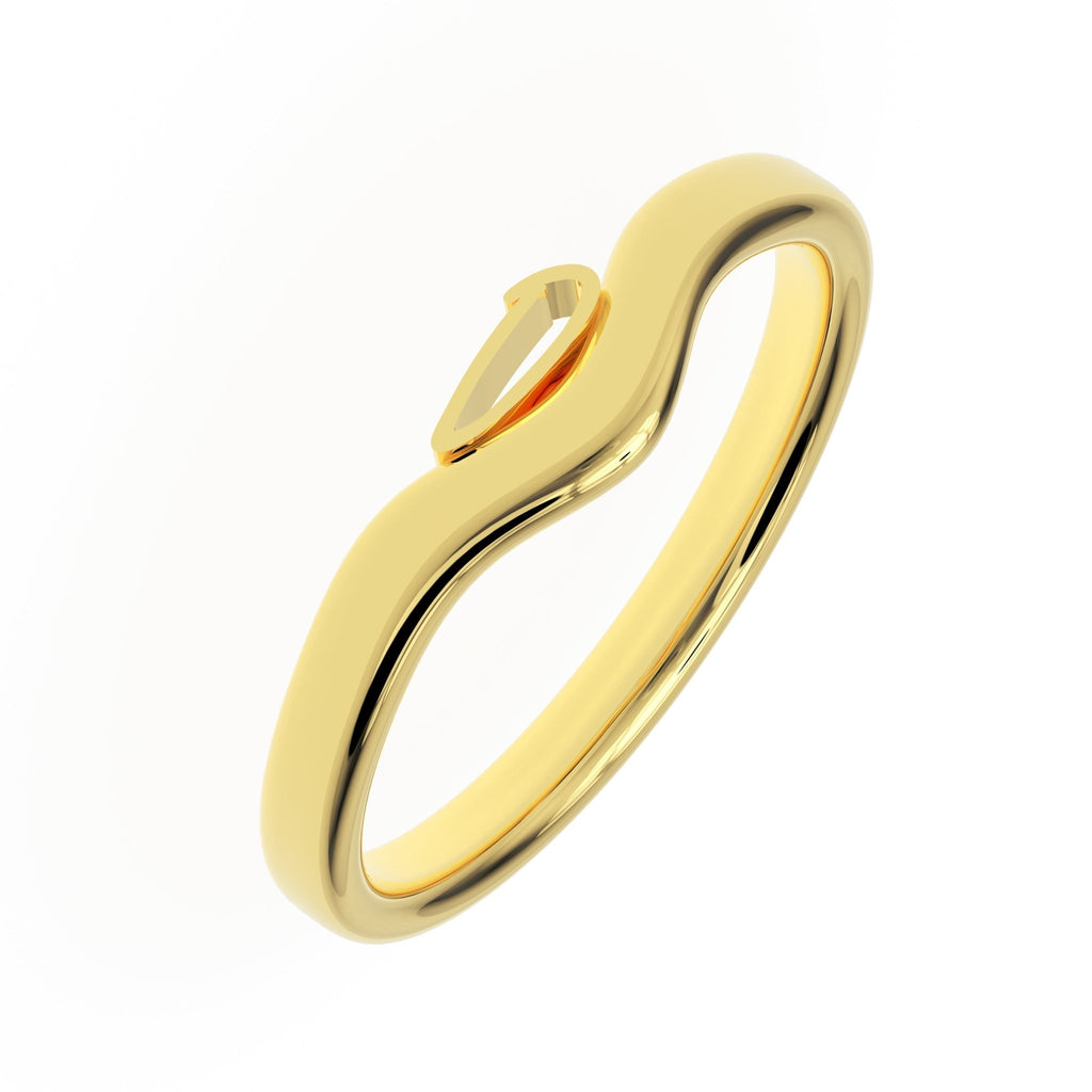 D initial ring in 14K gold with wave design – handcrafted by Black Pearl of Queens