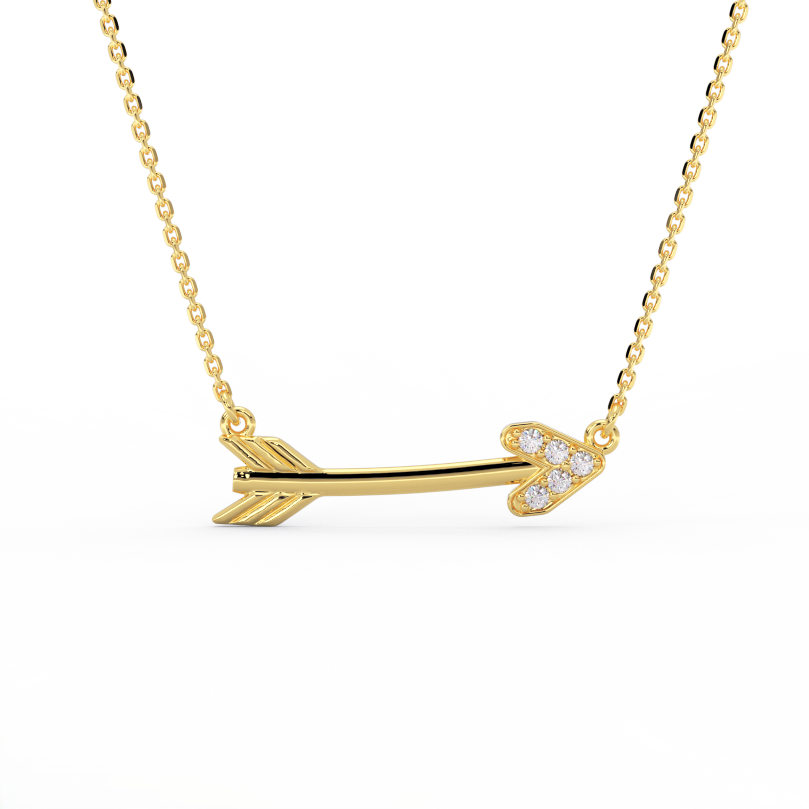 Diamond Arrow Necklace – Solid 14K Gold