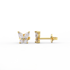 Butterfly diamond stud earrings crafted in solid 14K yellow gold
