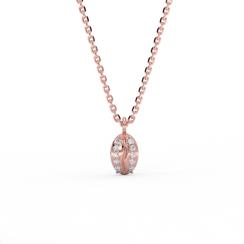 14K rose gold diamond cowrie shell pendant necklace