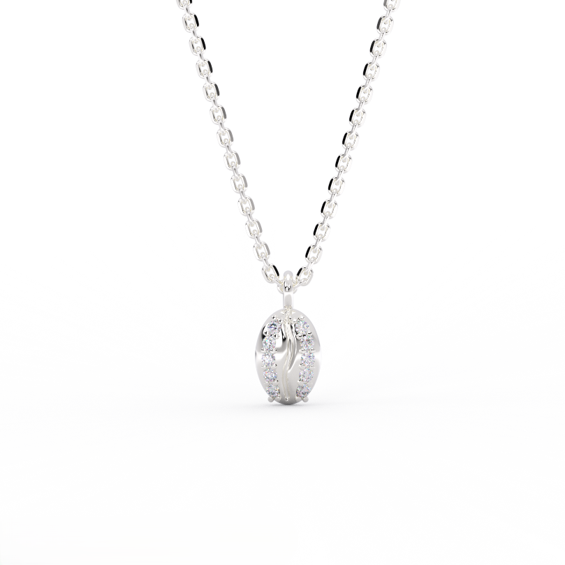 14K white gold diamond cowrie shell pendant necklace