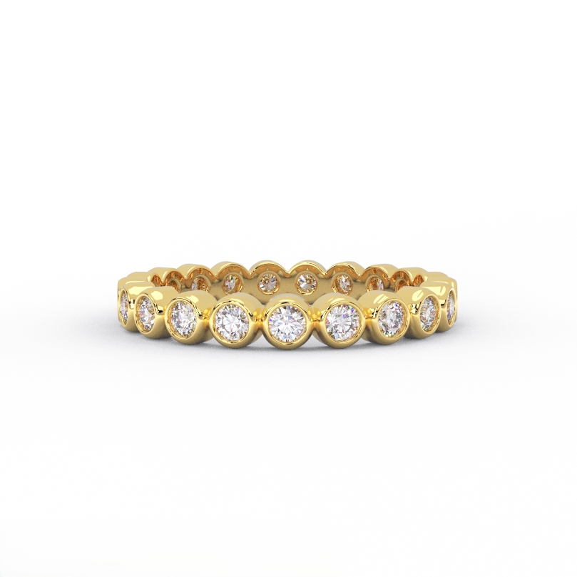lab grown diamond eternity ring in solid 14K yellow gold – front view