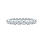 Diamond eternity ring 3mm bezel set in 14k white gold, closed up view