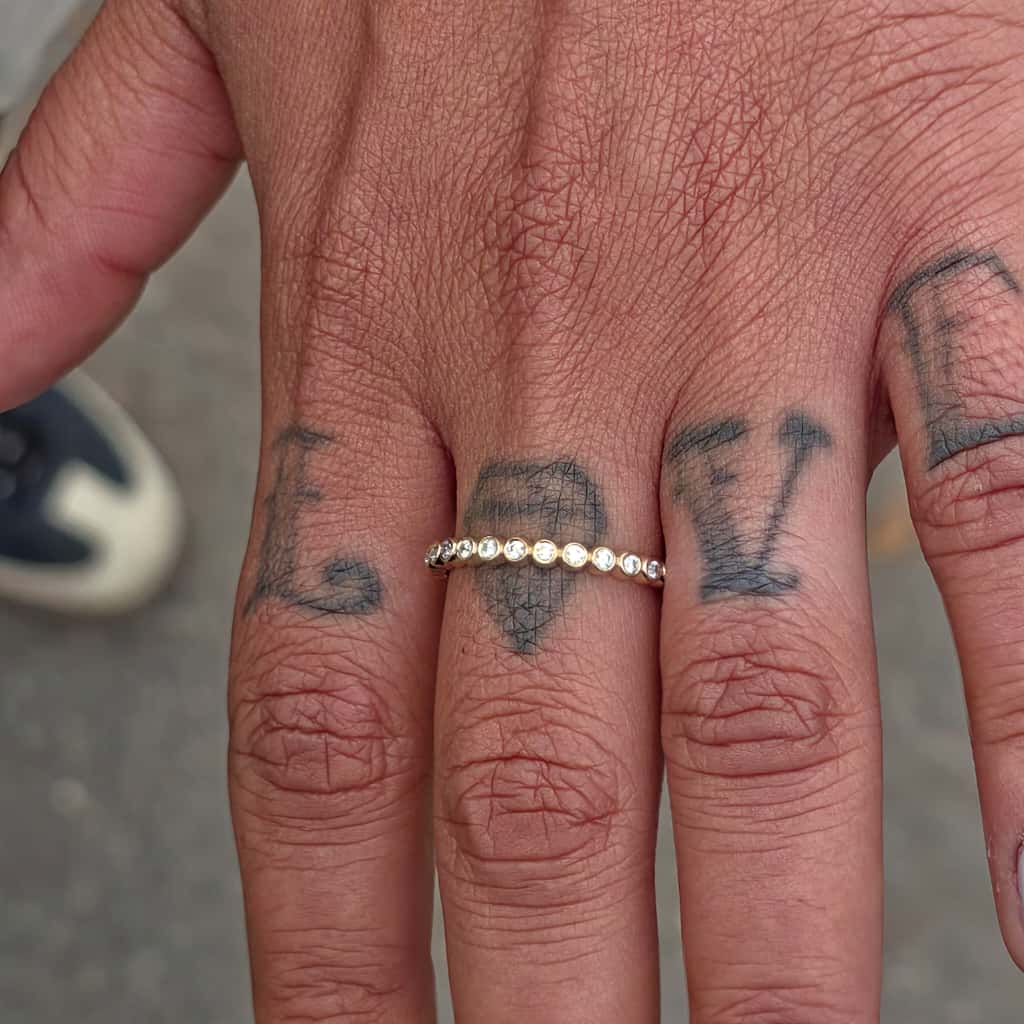 2/3ct bezel eternity ring round diamond in 14k gold