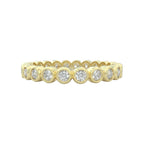 Diamond eternity ring 3mm bezel set in 14k yellow gold, closed up view