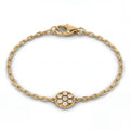 Diamond honeycomb chain bracelet in solid 14K yellow gold with a seven-diamond hexagon station — Black Pearl of Queens