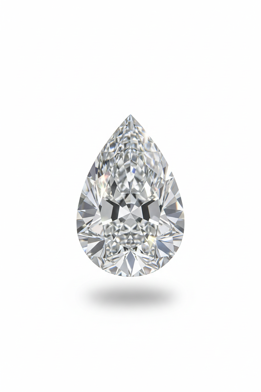 1 carat pear cut diamond, 8mm by 5mm, tapering to a single point