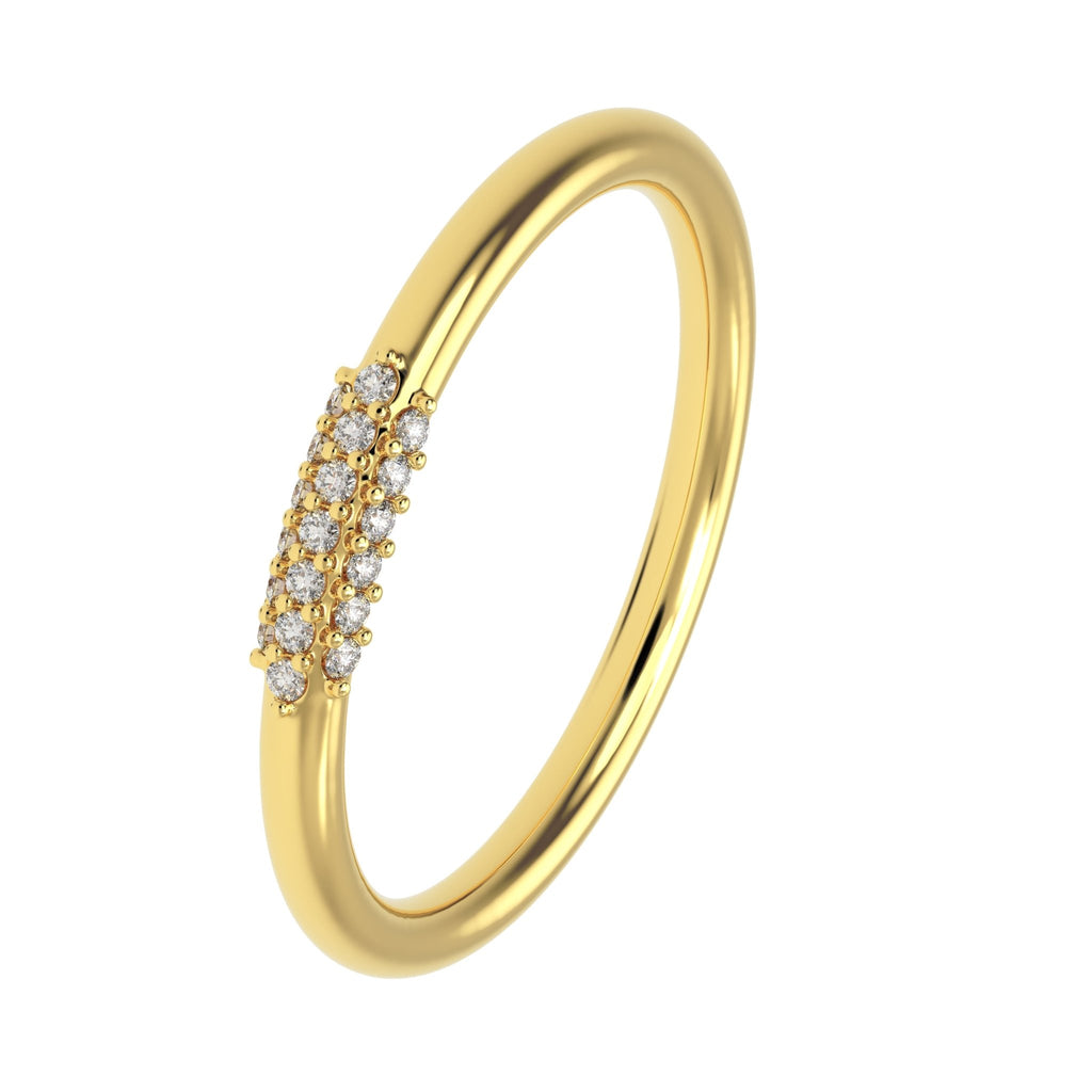 2mm 14K gold diamond wire ring with petite diamond cluster – minimalist wire wedding ring handcrafted in New York