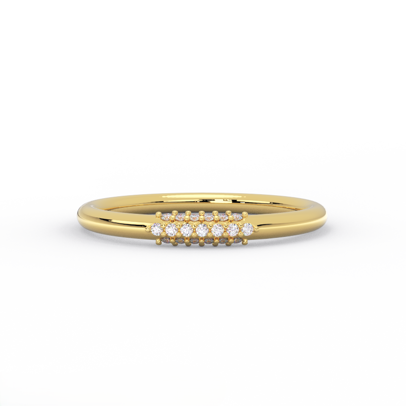 diamond wire ring in solid 14K yellow gold – front view