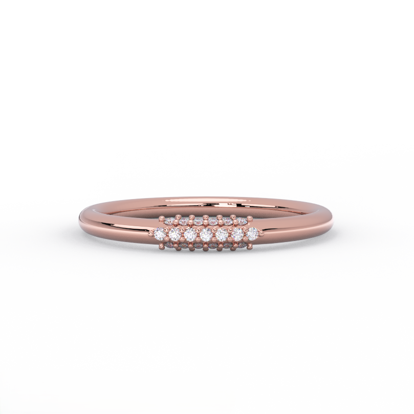 diamond wire ring in solid 14K rose gold – front view