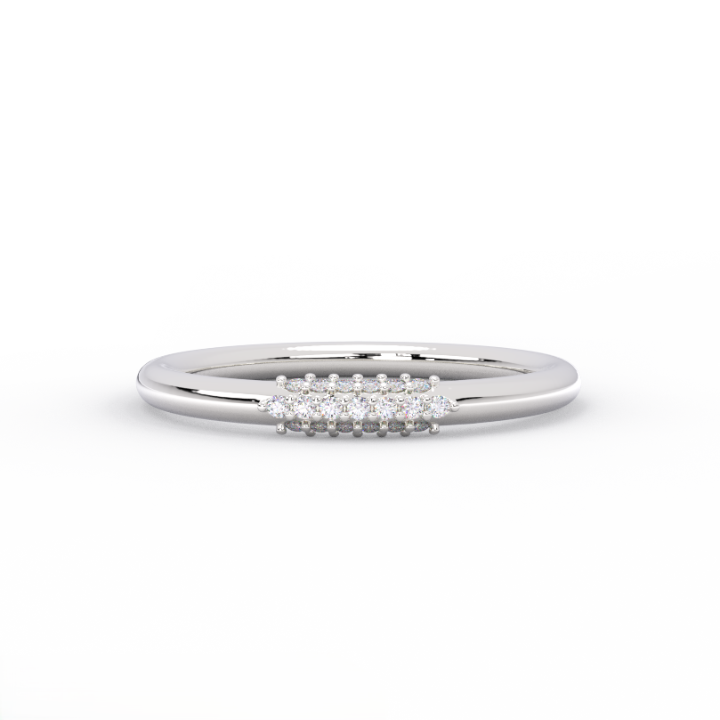 diamond wire ring in solid 14K white gold – front view