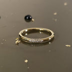 2mm 14K gold diamond wire ring with petite diamond cluster – minimalist wire wedding ring handcrafted in New York