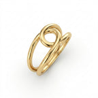 Double loop gold ring in 14K white gold, front view — Black Pearl of Queens