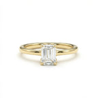 Emerald-cut diamond hidden halo engagement ring in 14K yellow gold - vintage-inspired with modern detail