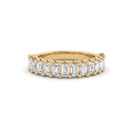 Emerald cut diamond wedding band in 14K yellow gold, 1.1ct with fourteen 3x2mm shared-prong set Lab-Grown Diamonds on a 3mm band