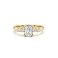 Emerald cut five-stone engagement ring in 14K yellow gold with 1ct Lab-Grown Diamond center and four graduated round side stones