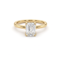 Emerald cut hidden halo engagement ring with 1ct Lab-Grown Diamond in 14K yellow gold, front view