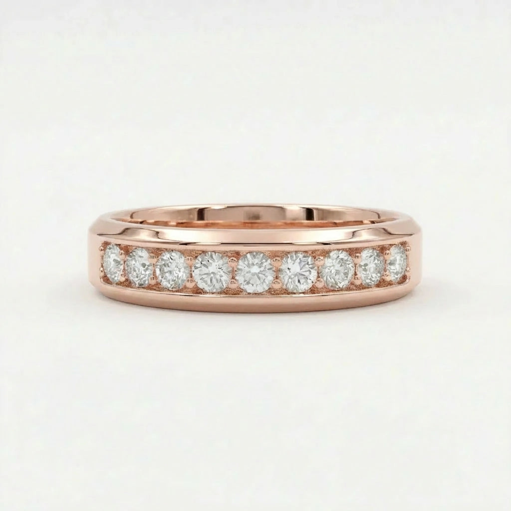 Eternal sparkle pavé diamond wedding band in 14K rose gold - romantic modern style