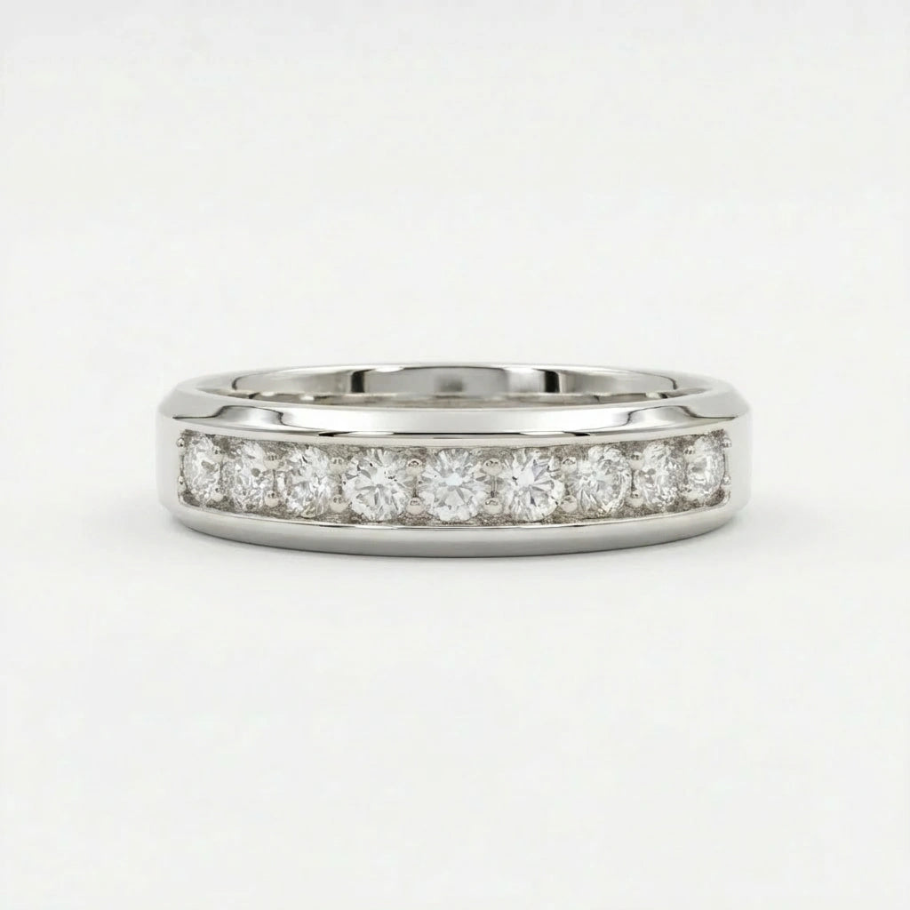 Eternal sparkle pavé diamond wedding band in 14K white gold - continuous brilliance and sparkle