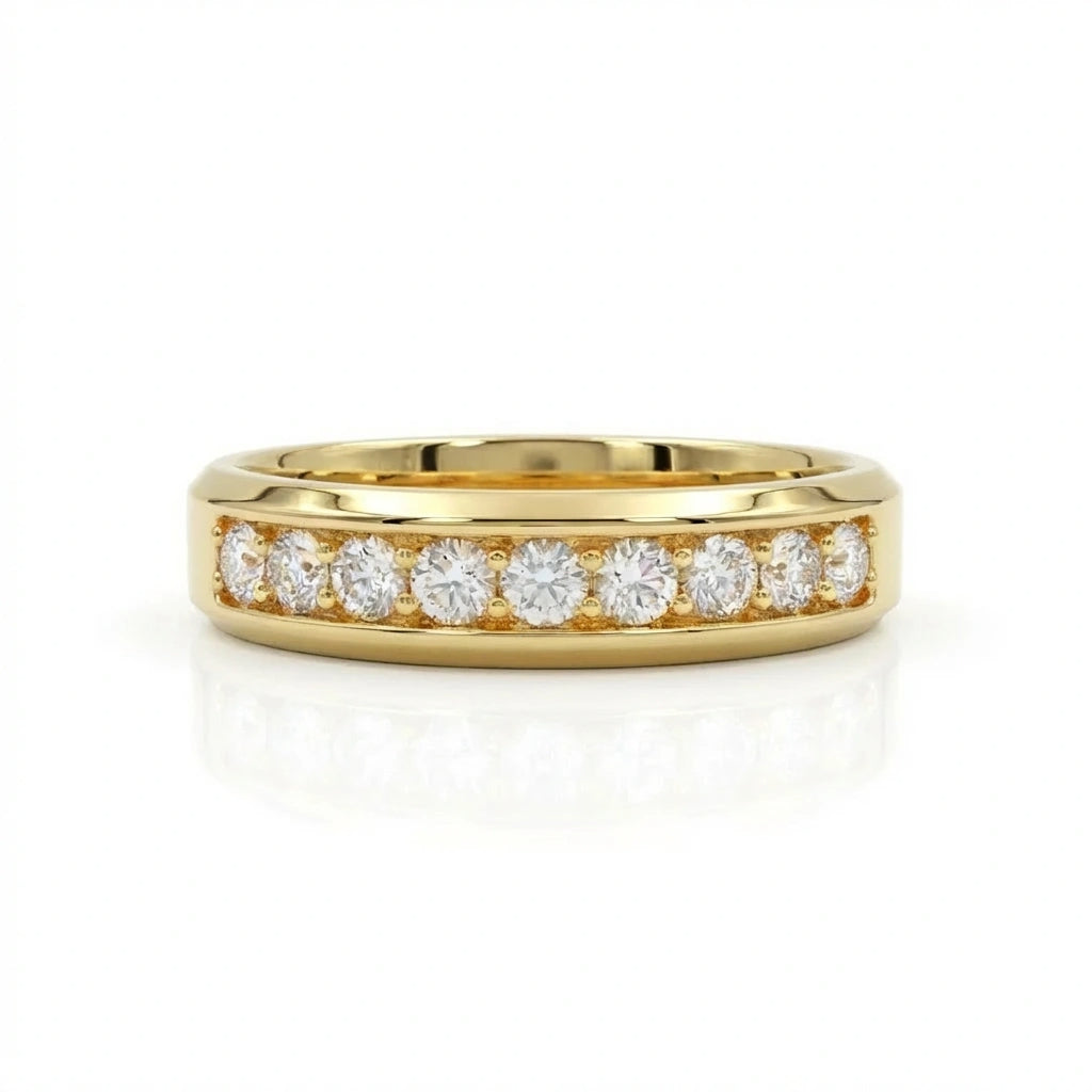 Eternal sparkle pavé diamond wedding band in 14K yellow gold - classic timeless design
