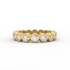 bezel set lab grown diamond eternity ring in solid 14K yellow gold – front view