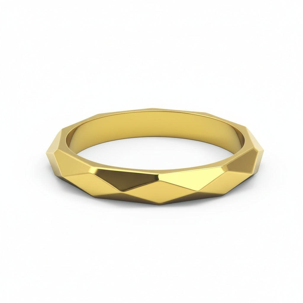 3mm faceted gold womens wedding band front view