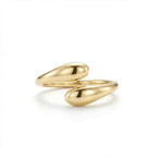 Flow Gold Open Ring in solid 14K yellow gold, modern fluid open ring design alternate view