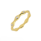 fluid wave diamond band ring solid 14k yellow gold sculptural design