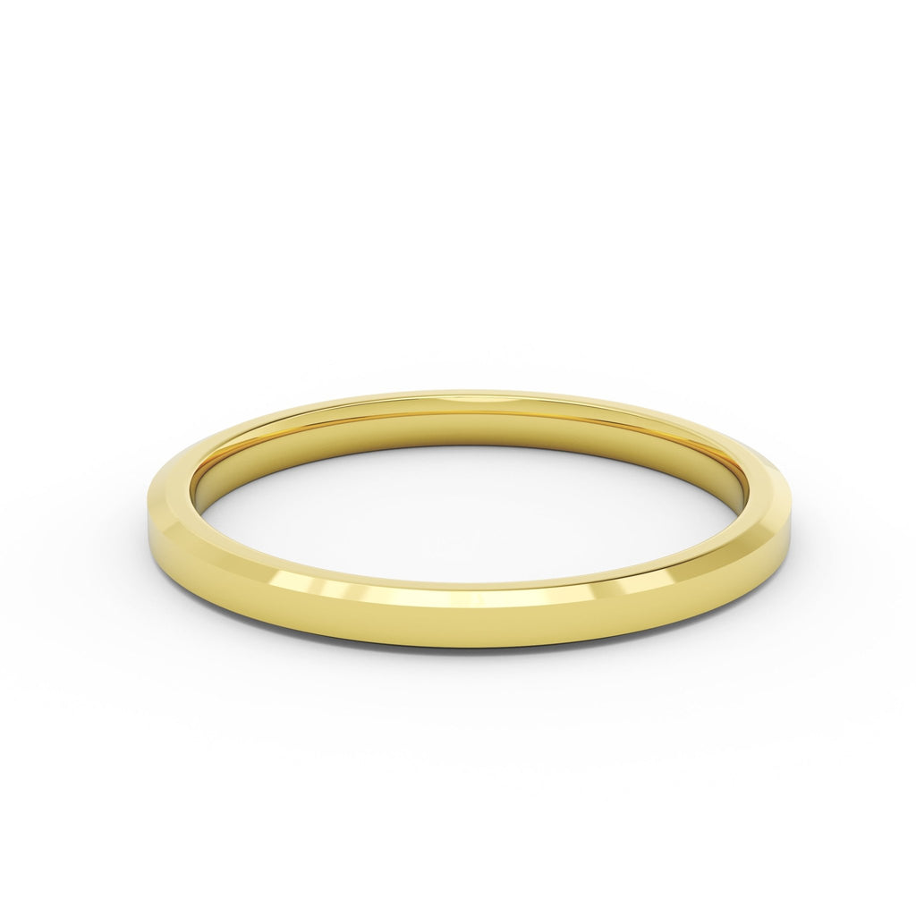 2mm women’s beveled edge wedding band in 14K yellow gold