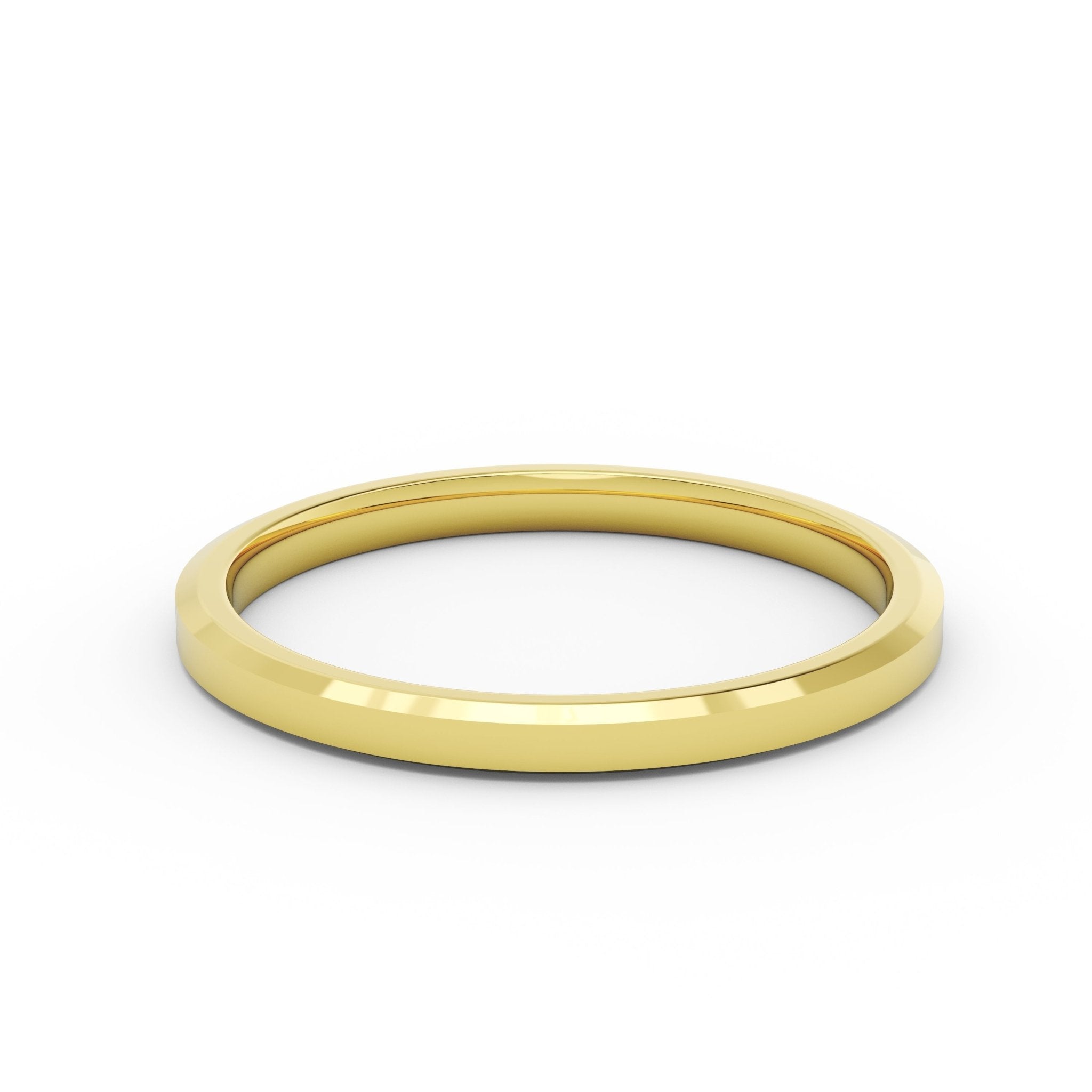 2mm women’s beveled edge wedding band in 14K yellow gold