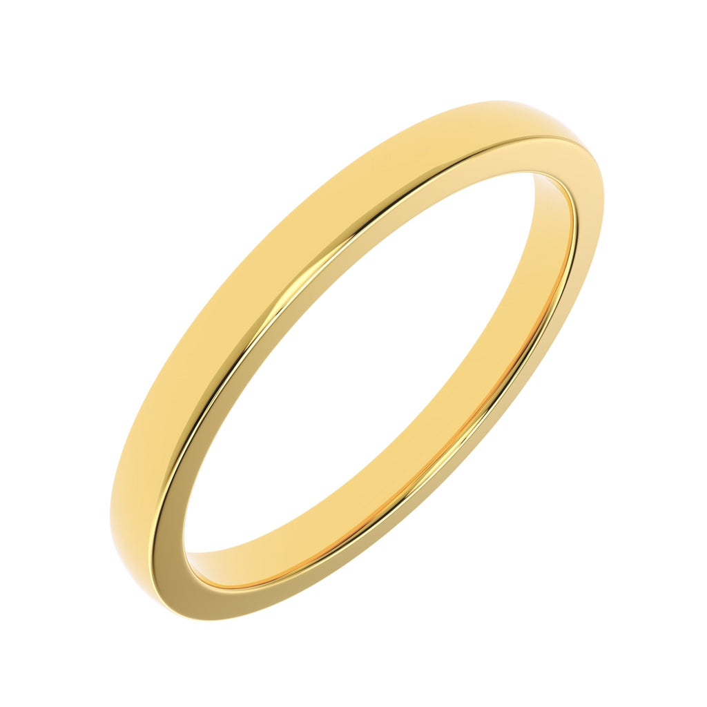 Fresh Meadows 2mm low dome women’s wedding band in polished 14K yellow gold