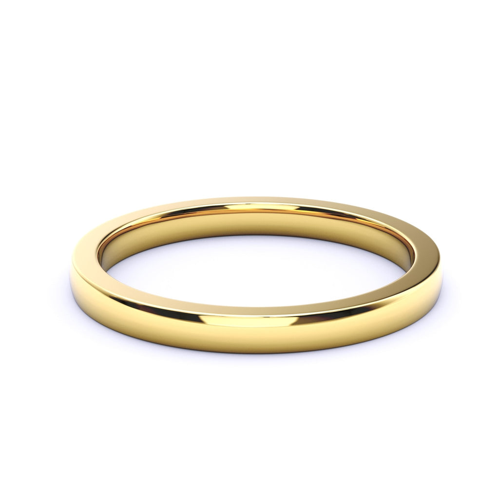 Fresh Meadows Low Dome Band in 14K Yellow Gold – 2mm women's wedding band, top view