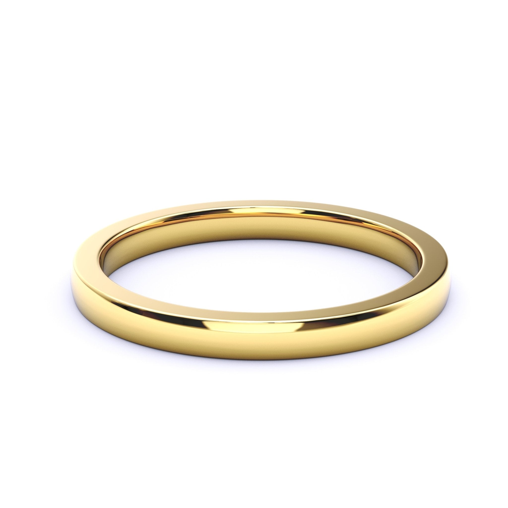 Fresh Meadows Low Dome Band in 14K Yellow Gold – 2mm women's wedding band, top view
