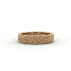 Gold basket weave wedding band in 14K brown gold, front view — Black Pearl of Queens
