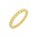 gold disc eternity ring in 14k yellow gold angled view
