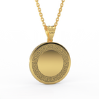 Zodiac medallion necklace with Greek key border