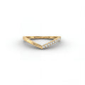Half pavé wishbone Lab-Grown Diamond ring in 14K yellow gold, front view showing plain and diamond-set arms — Black Pearl of Queens