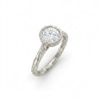 Hand-carved branch engagement ring with round Lab-Grown Diamond, made to order in Queens, NYC